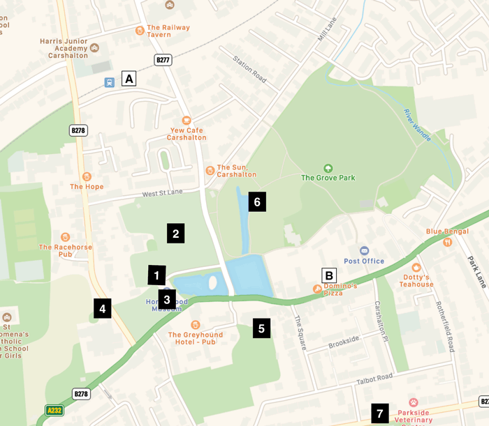 Carshalton afternoon walk map