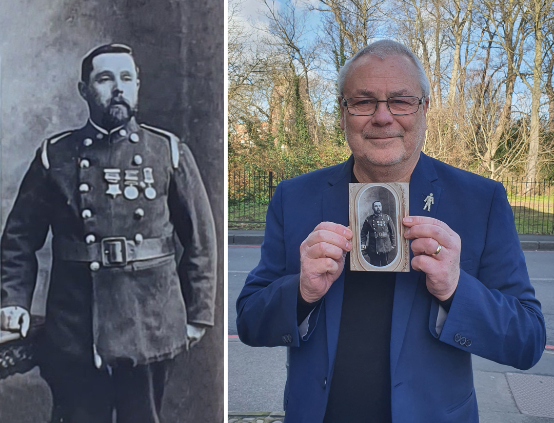 Richard Graves holding photo of Tom Preen