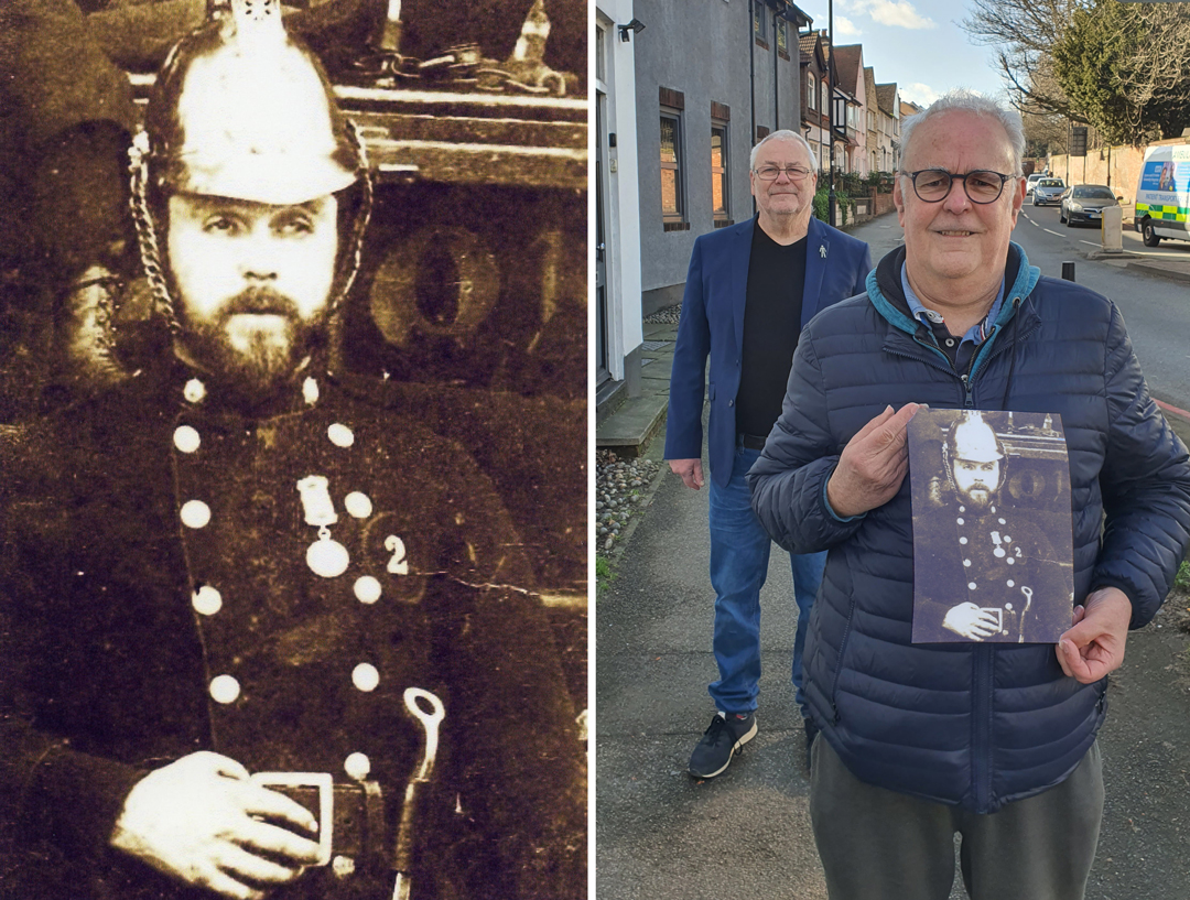 Terry Phipps holding photo of Tom Preen